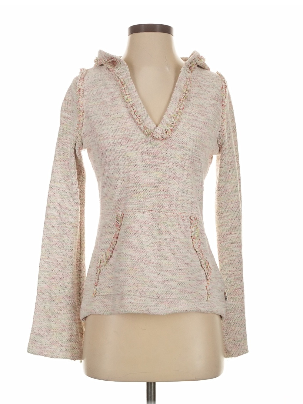 BDG Marled Hooded Pullover in Pink, Green, Cream